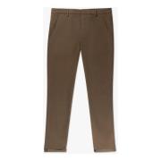 Stretchy satijnen katoenen chino's Dondup , Brown , Heren