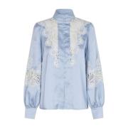 Vrouwelijke blouse met kanten details Cras , Blue , Dames