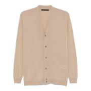 Merino Wol V-Hals Cardigan Sweater Low Brand , Beige , Heren