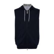 Blauwe Hoodie Trui Jersey Katoen Brunello Cucinelli , Blue , Heren