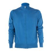 Heren Zip Pullover Sweater Cashmere Company , Blue , Heren