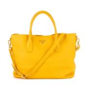 Pre-owned Leather handbags Prada Vintage , Yellow , Dames