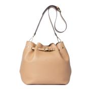 Natalia Beige Leren Bucket Bag Avenue 67 , Beige , Dames