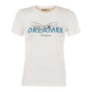 T-shirt met Korte Mouwen, Print en Strass Fracomina , White , Dames