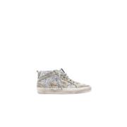 Zilver Glitter Skate Sneakers Mid Star Golden Goose , Gray , Dames