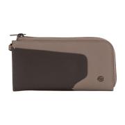 Leren clutch portemonnee met ritssluiting Piquadro , Gray , Dames