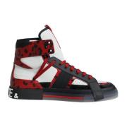 Logo High Top Leren Sneakers Dolce & Gabbana , Multicolor , Heren