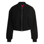 Geknipte Bouclé Jas met Rits Hugo Boss , Black , Dames