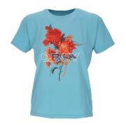 Vintage Bloemenprint Dames T-shirt Obey , Blue , Dames