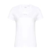 Geborduurd Logo Ronde Hals T-shirts Pinko , White , Dames