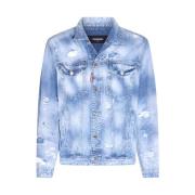 Blauwe Denim Jas voor Heren Dsquared2 , Blue , Heren