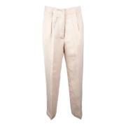 Linnen Blend Casual Broek Semicouture , White , Dames