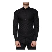 Zwarte Slim Fit Formele Overhemd Dolce & Gabbana , Black , Heren