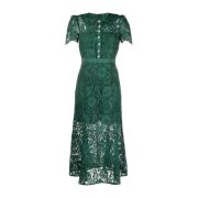 Elegante Groene Cord Kant Midi Jurk Self Portrait , Green , Dames