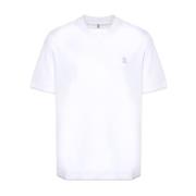 Witte Katoenen Jersey T-shirts Polos Brunello Cucinelli , White , Here...