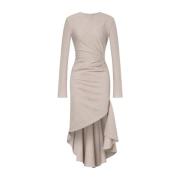 Grijze Wollen Blend Ruche Jurk Philosophy di Lorenzo Serafini , Gray ,...