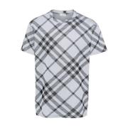 Blauw Vintage Check Patroon T-shirts en Polos Burberry , Blue , Heren