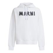 Witte Katoenen Hoodie met Logoprint Marni , White , Heren