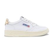 Vintage-geïnspireerde Leren Sneaker in Wit/Goud Autry , White , Dames