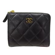 Pre-owned Leather wallets Chanel Vintage , Black , Dames