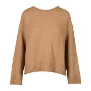 Mohair Mix Gebreide Trui Kaos , Brown , Dames