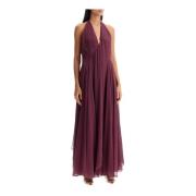 Rugloze Chiffon Jurk met Wijde Rok Rotate Birger Christensen , Purple ...