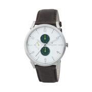 Heren Zilver Leren Analoog Horloge Pierre Cardin , Gray , Heren