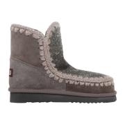 Glitter Leren Laarzen met Rubberen Zool Mou , Brown , Dames