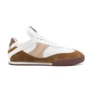 Gestikte Leren Sneakers Wit/Bruin Chloé , Multicolor , Dames