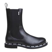 Zwarte enkellaarsjes van veganistisch leer Aw23 Moschino , Black , Dam...