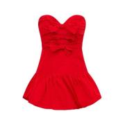 Woodlow Bow Mini Jurk Loveshackfancy , Red , Dames