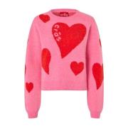 Roze Hart Sweater Cras , Pink , Dames