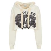 Witte Katoenen Korte Hoodie Sweater Pinko , White , Dames