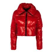 Korte Glanzende Dames Puffer Jas Canadian Classics , Red , Dames