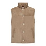 Gewatteerd Suède Donsvest Brunello Cucinelli , Brown , Heren