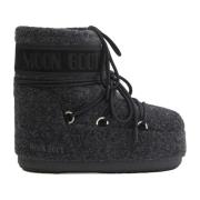 Zwarte Vilt Icon Lage Schoenen Moon Boot , Black , Dames