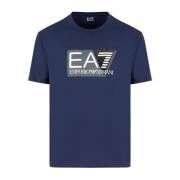 Logo Print Regular Fit T-Shirt Emporio Armani EA7 , Blue , Heren