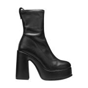 Zwarte leren platform enkellaarzen Cult , Black , Dames