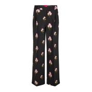 Bloemen geborduurde klassieke broek Cras , Black , Dames