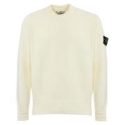 Witte Katoenen Trui Lange Mouw Stone Island , Beige , Heren