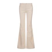 Witte Corduroy Flare Broek Ermanno Scervino , Beige , Dames