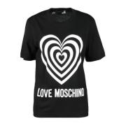 Katoenen T-shirt met Stijlvol Ontwerp Love Moschino , Black , Dames