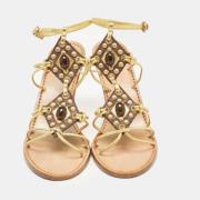 Pre-owned Leather sandals Miu Miu Pre-owned , Yellow , Dames