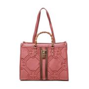 Roze Handtas met Hangslot en Rits V73 , Pink , Dames