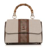 Bamboe Schoudertas met Bovenhandvat Guess , Beige , Dames