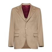 Kameelblazerjas van kasjmiermix Brunello Cucinelli , Brown , Heren