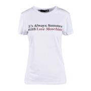 Lichtblauw T-shirt voor vrouwen Love Moschino , White , Dames