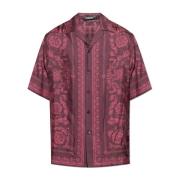 Zijden shirt met korte mouwen Versace , Red , Heren