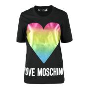 Katoenen T-shirt met stijlvol ontwerp Love Moschino , Black , Dames