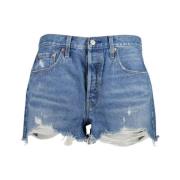 Vintage 501 Denim Shorts met Distressed Look Levi's , Blue , Dames